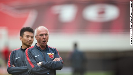 Former England manager Sven-Goran Eriksson coaches Shanghai SIPG in the Chinese Super League.