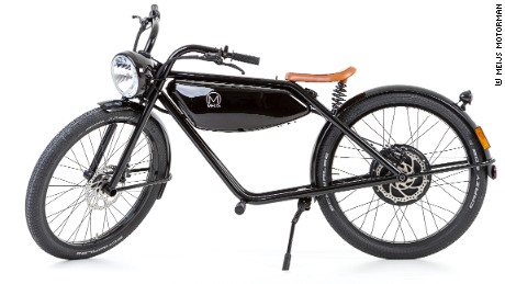 The MEIJS Motorman's battery fits neatly where the gas tank would sit on a conventional motorbike.