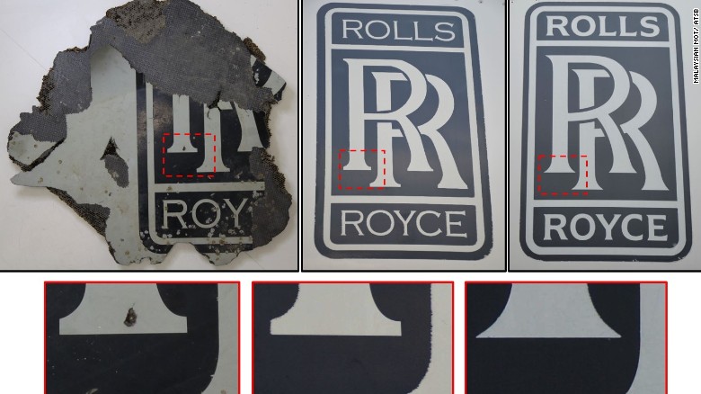 Part no. 3 wasidentified as a Rolls-Royce enging cowling setment, almost certainly from the aircraft registered 9M-MRO.