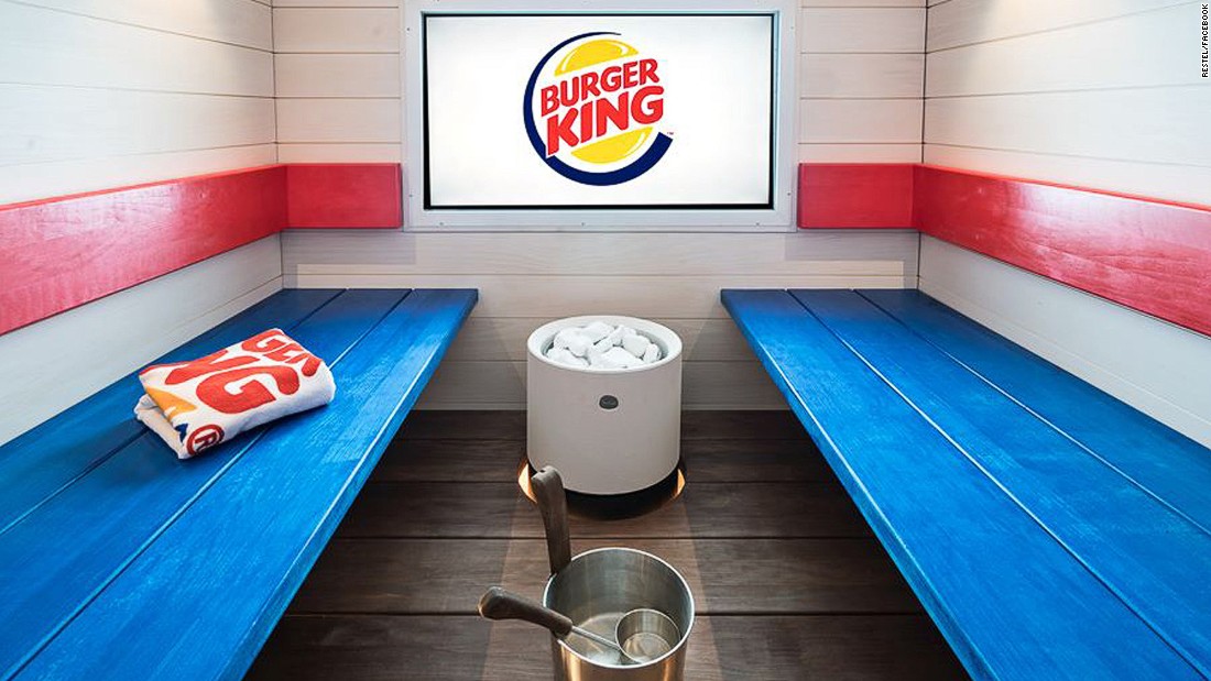 A Burger King in Helsinki, Finland has opened an in-store spa and 15-person sauna. 