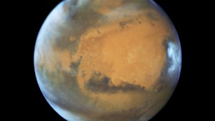 This Hubble image shows Mars as it moved in for its closest approach to Earth in 11 years.