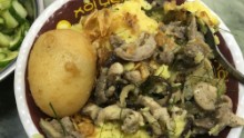 This savory sticky rice dish comes with any number of mix-ins (from slithers of chicken, or pork to fried or preserved eggs), but almost always with a scattering of dried shallots on top.