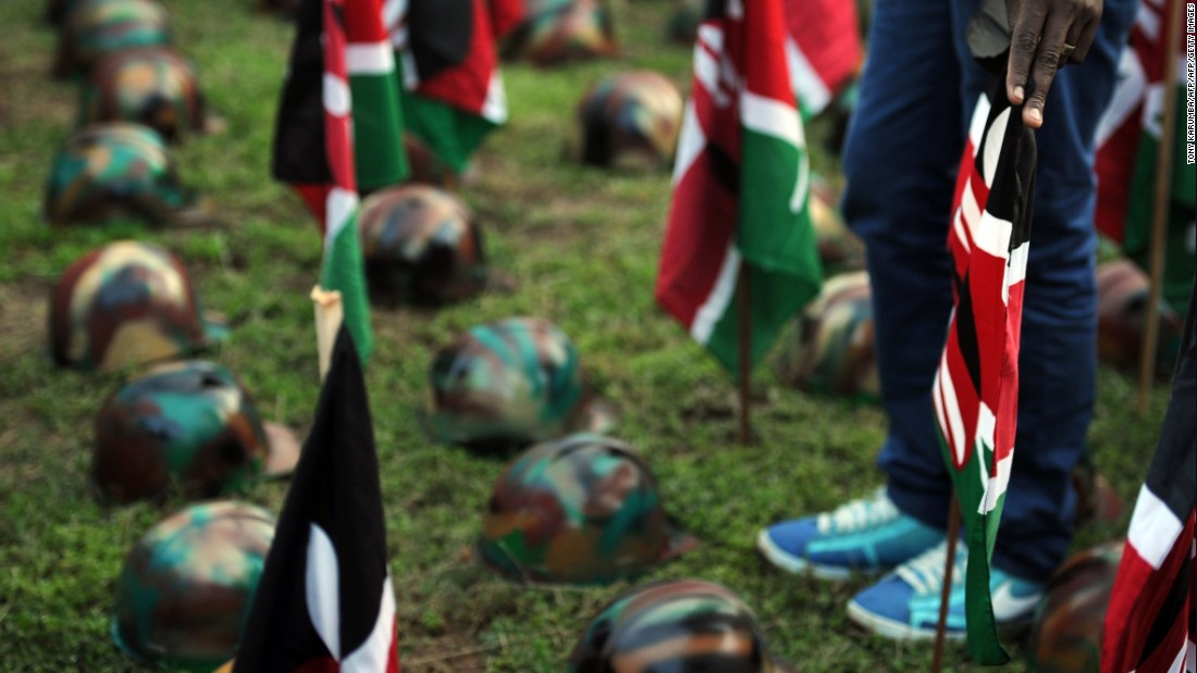 Mourners attend a vigil in Nairobi in honor of Kenyan soldiers killed at El Adde base in Somalia.