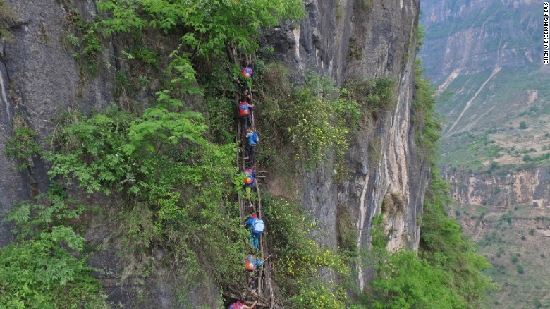 Atule&#39;er, a village in China&#39;s Sichuan province, received widespread attention after state-run Beijing News published a series of photos of students climbing vine ladders along a 800-meter (half-mile) cliff to go to school.&lt;br /&gt;