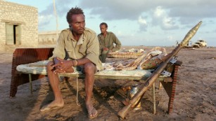 Rebels of Somali National Movement (SNM) sit on their beds in November 1989 in Leila, northern Somalia.