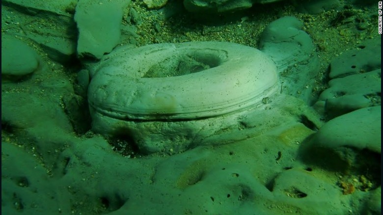 This circular column was thought to belong to an ancient underwater city. 