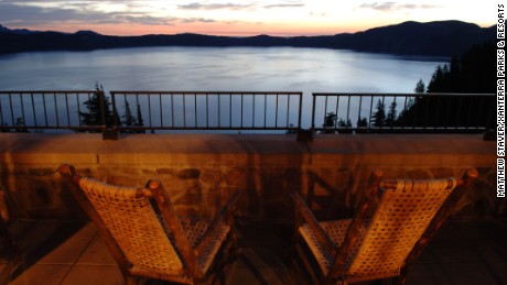 
Crater Lake Sunset Balcony View.
