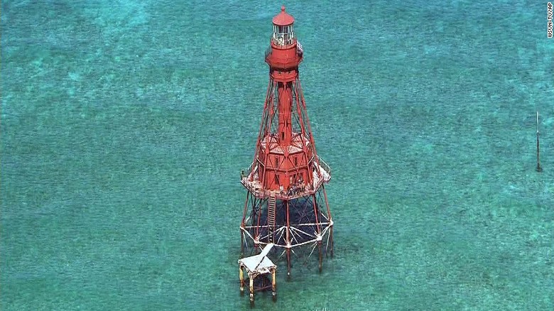 A group of Cuban migrants made it onto a platform 40 feet above the water at the American Shoal Lighthouse.