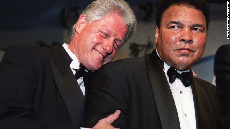 Former President Bill Clinton will eulogize Muhammad Ali at a memorial service Friday, June 10, in Louisville, Kentucky. Clinton, seen here with Ali at 2000 gala, awarded the boxing great the Presidential Citizens Medal in 2001. He said he went on &quot;to forge a friendship with a man who, through triumph and trials, became even greater than his legend.&quot;