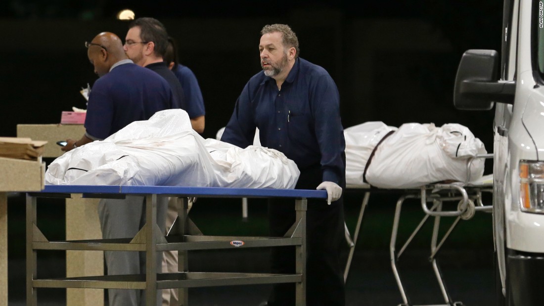 Bodies arrive at the medical examiner&#39;s office on June 12.