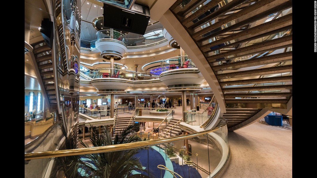 The interior of Pullmantur Cruises' MS Monarch is seen at Santa Apolonia Cruise Terminal in Lisbon during the ship's inaugural trip to Europe. The cruise ship holds up to 2,744 passengers. 