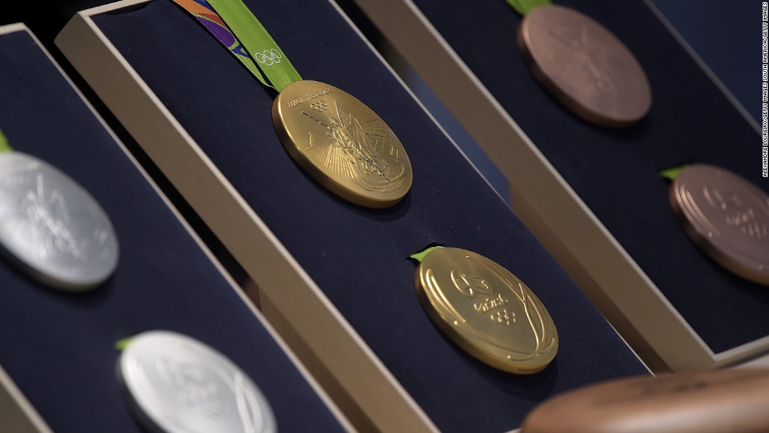 Medals are unveiled for the 2016 Olympic Games in Rio de Janeiro, Brazil.