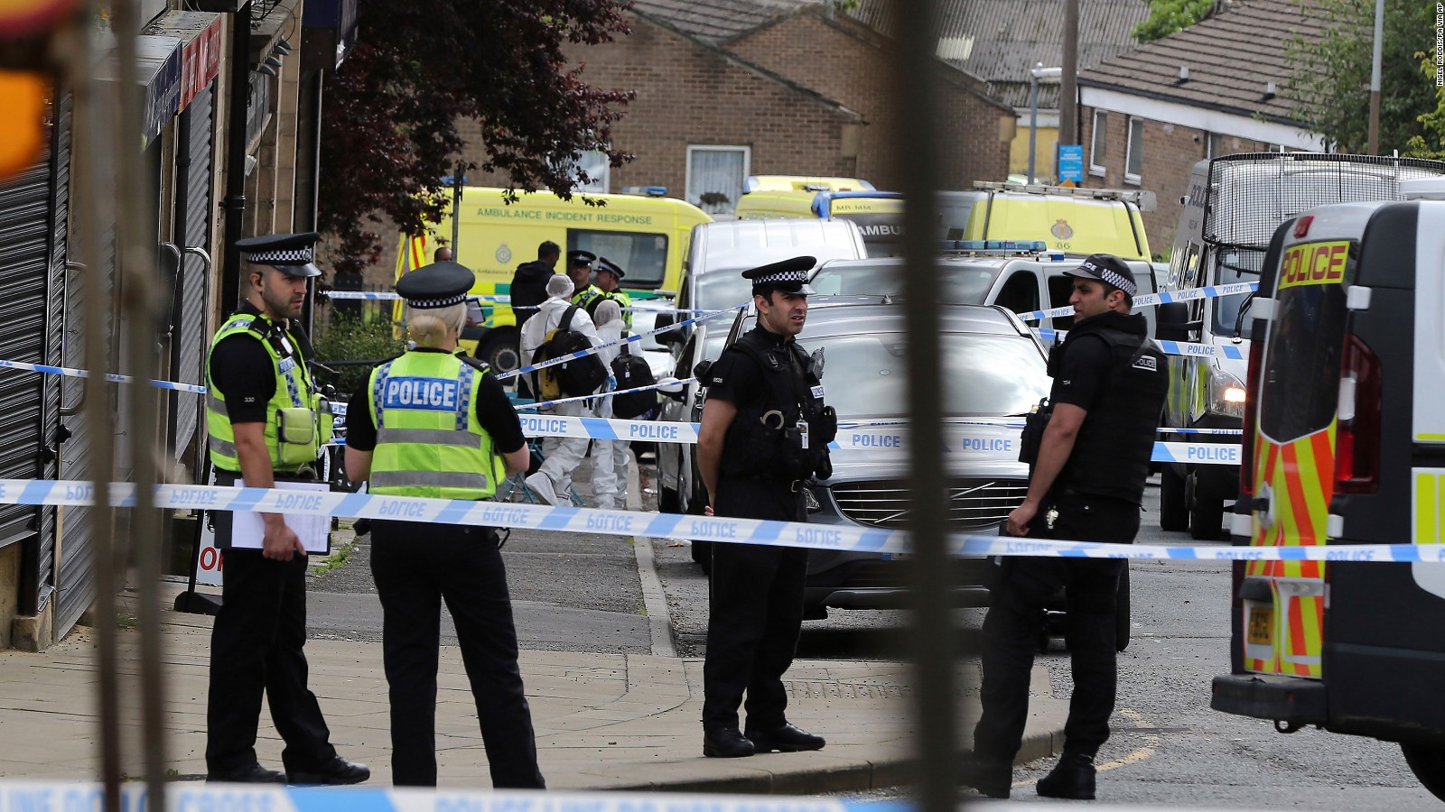 Police at the scene after British MP Jo Cox was attacked.
