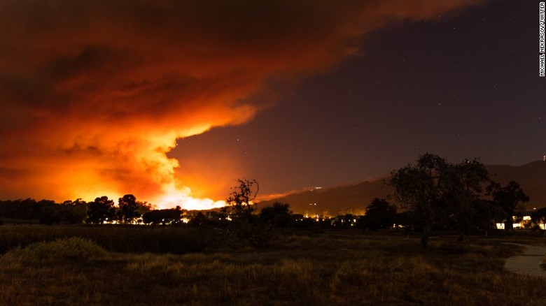 The so-called Sherpa Fire, burning near Goleta, California, Thursday night, June 16, 2016.