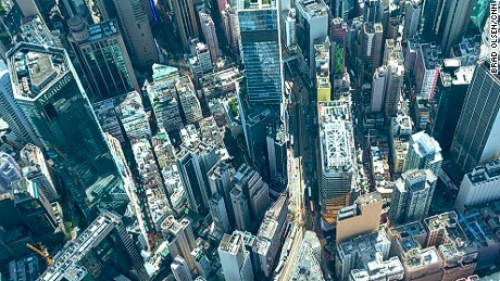 An aerial view of Central Hong Kong Island.