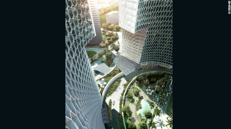 Οι δύο πύργοι δημιουργήσει ένα & quot? Πολιτών πυρήνα & quot?  στο κέντρο της ανάπτυξης που συνδέει τη Σιγκαπούρη & # 39? s εμπορικό διάδρομο προς την πόλη & # 39? s ιστορική περιοχή Kampong Glam.