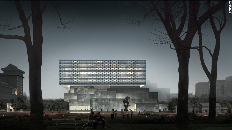 Το κτίριο σκοπεύει να κάνει τοποθετούν ανάμεσα στα γύρω ιστορικά αυλές και σοκάκια που χρησιμοποιούν παραδοσιακή κινεζική υλικά, χρώματα και υφές.  Η πρόσοψη θα ενσωματώσει κινέζικα σύμβολα, ενώ υπερμεγέθη τούβλα - που αντιπροσωπεύουν την κοινωνία των πολιτών και τις αξίες - περιλαμβάνει τον πάνω δακτύλιο του κτιρίου.