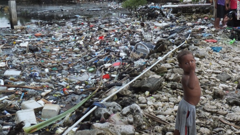 Plastic waste in Tuvalu.