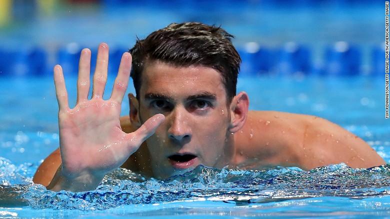 Michael Phelps reacts after booking his place on the U.S. swimming team for the 2016 Olympic Games.