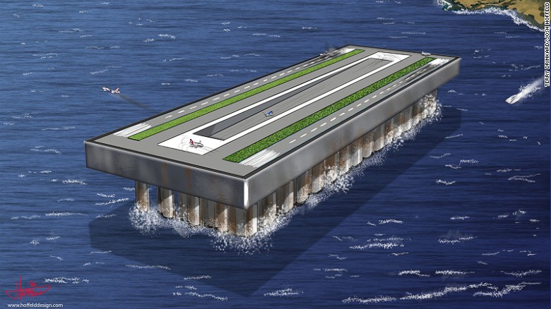 An artist's rendering of Terry Drinkard's floating airport concept. 