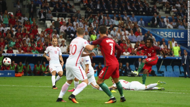 Renato Sanches equalised for Portugal with a fine strike.