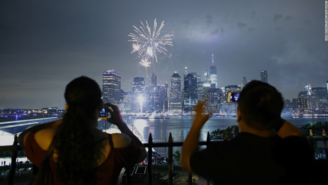 The Macy's Fourth of July fireworks display is the biggest in the United States. This year's 25-minute display featured dynamic pyro effects that were fired from five barges on the East River. 