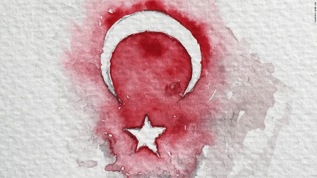Emir Isik&#39;s sketch of the Turkish flag.