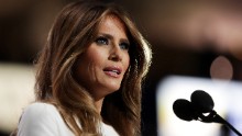 Melania Trump, wife of Presumptive Republican presidential nominee Donald Trump, delivers a speech on the first day of the Republican National Convention on July 18, 2016 at the Quicken Loans Arena in Cleveland, Ohio. An estimated 50,000 people are expected in Cleveland, including hundreds of protesters and members of the media. The four-day Republican National Convention kicks off on July 18. 