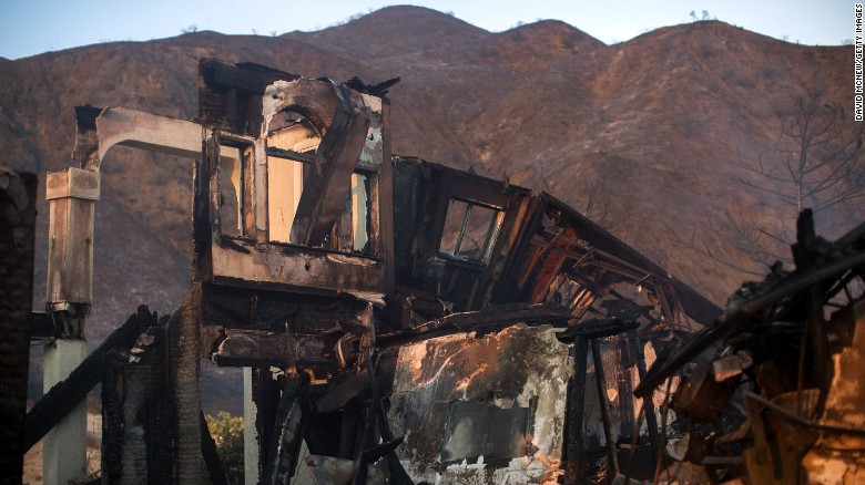 The ruins of a home destroyed by the blaze in Santa Clarita.
