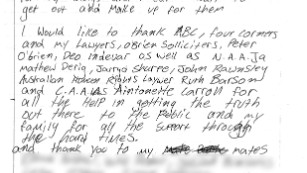 Dylan Voller, a teenage detainee featured in the Australian news program on alleged abuse at detention centers, wrote a letter this week thanking &quot;the whole Australian community for the support you have showed.&quot;
