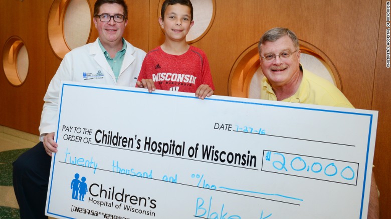 10-year-old Blake Knoll raises and donates $20,000 to Children's Hospital of Wisconsin.