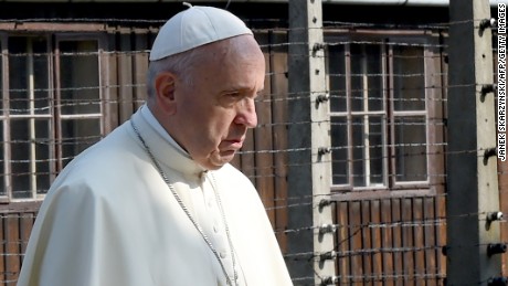 Pope's emotional walk through death camp