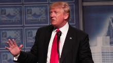 Donald Trump delivers an economic policy address detailing his economic plan at the Detroit Economic Club August 8, 2016 in Detroit Michigan. 