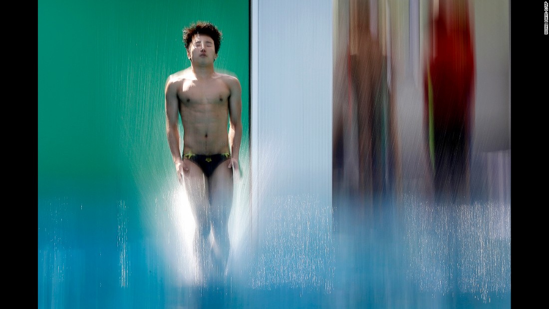 South Korean diver Woo Ha-ram trains on Thursday, August 4.