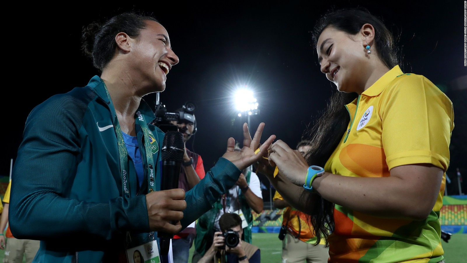 Enya is a manager at the rugby sevens host stadium.
