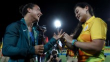 Enya is a manager at the rugby sevens host stadium.