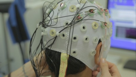 The patients were fitted with caps lined with electrodes that recorded their brain activity. 