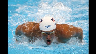 Ryan Lochte competes in a 200-meter individual medley race in Rio. 