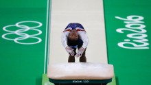 Biles led from the first event after an impressive vault.