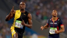 Bolt is the first Olympic sprinter to win three successive 100-meter gold medals.
