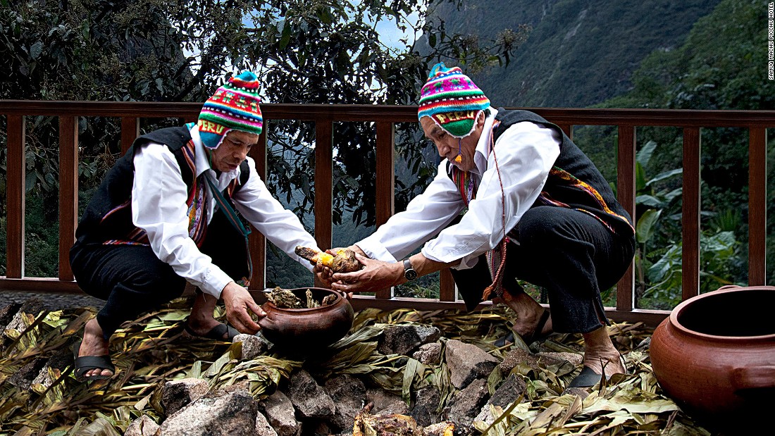 Pachamanca (meaning earth pot in Quechua) is one of Peru&#39;s most traditional Incan cooking customs. A hole is dug in the ground and lined with fire-heated stones to cook the food.