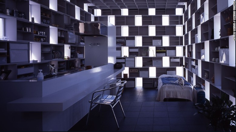 The owner of Cell Bricks, also a designer, requested an "out of the norm" home and Atelier Tekuto delivered. The house has lots of natural storage thanks to the stacked steel-box design, making it functional as well as visually engaging.