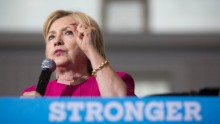 Democratic presidential nominee Hillary Clinton attends a voter registration event on August 16, 2016 at West Philadelphia High School in Philadelphia, Pennsylvania. Clinton warned voters not to be complacent and to work to get out the vote and maintain her lead.