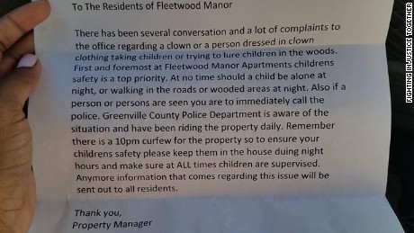 Warning: Clown trying to lure kids