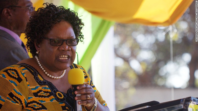 Former vice president Joice Mujuru speaks during the launch of her party, Zimbabwe People First (ZimPF) on June 19, 2016.