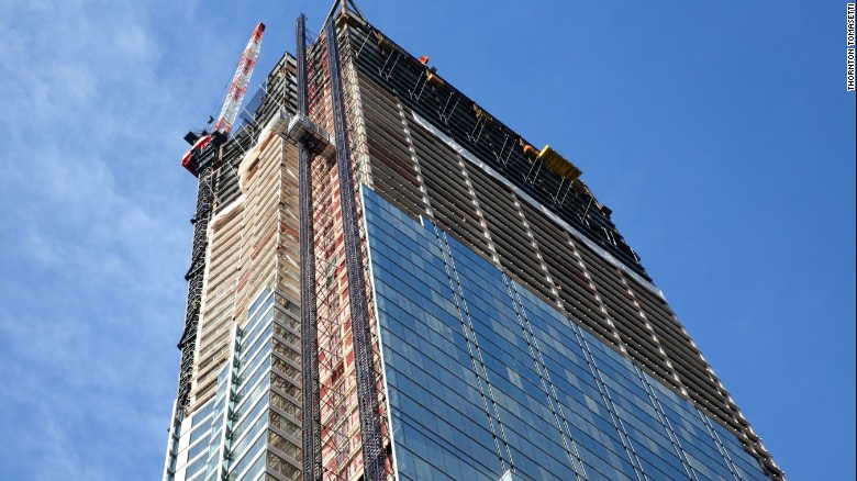 Construction continues at the top of the New Wilshire Grand Center, Los Angeles. 