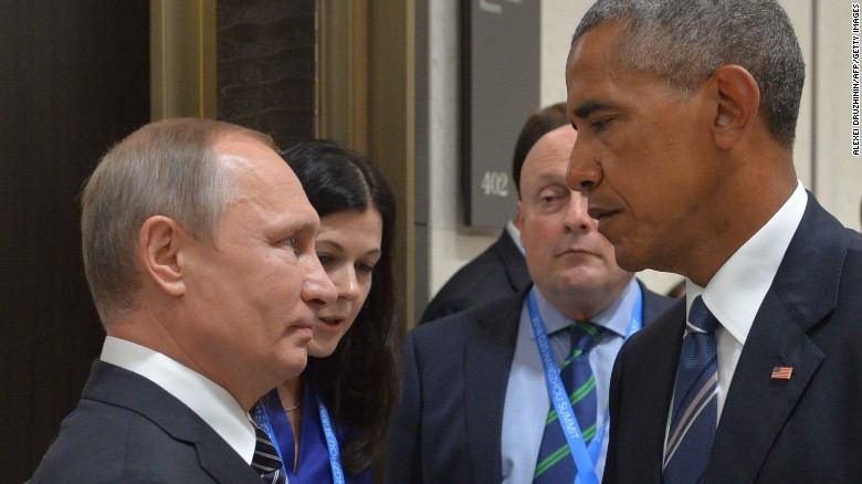 Russian President Vladimir Putin meets with his President Barack Obama on the sidelines of the G20 Leaders Summit in Hangzhou on September 5, 2016.