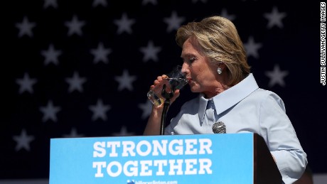 Clinton during coughing fit: &#39;Every time I think about Trump I get allergic&#39;