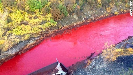 Russian river turns red