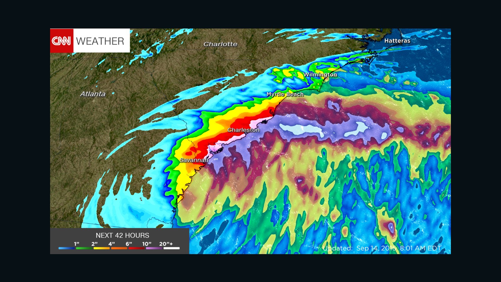 Julia is forecast to dump upwards of 10 inches of rain across the southeast coastline.